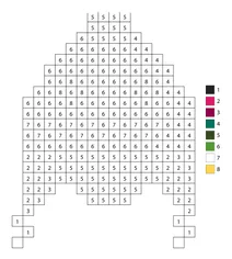 Pixel winter monster hat color by number
