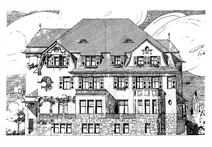 Подвійна вілла шайдт банце: фасад до рейну, 1909