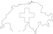 Поєднаня карти та прапора швейцарії