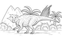 Psittacosaurus in prehistoric forest