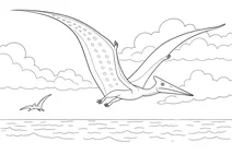 Pteranodon flying over the sea