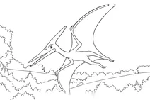 Pteranodon longiceps flying over forest