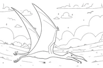 Quetzalcoatlus flying over fields
