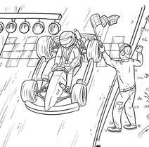 Race car crossing the finish line