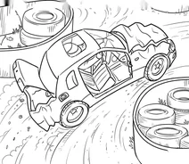 Racing car crash on track