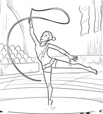 Rhythmic gymnast with ribbon