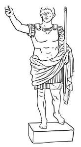 Roman emperor statue with spear