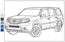 Розфарбовка за номерами: honda pilot