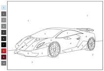 Розфарбуй за номерами: lamborghini sesto elemento