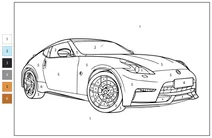 Розфарбуй за номерами: nissan 370z