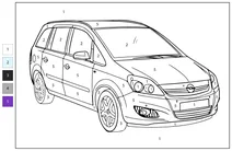 Розфарбуй за номерами: opel zafira