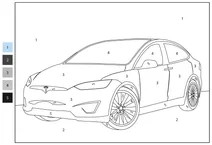 Розфарбуй за номерами: tesla model x