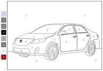 Розфарбуй за номерами: toyota corolla