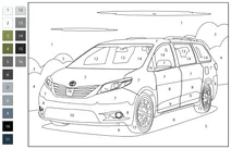 Розфарбуй за номерами: toyota sienna