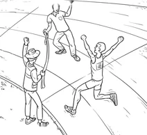 Runner winning a race