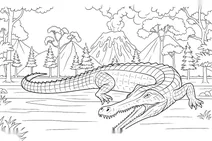Sarcosuchus by the volcano
