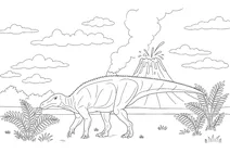 Shantungosaurus by the volcano