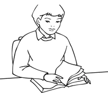 Школяр читає книгу