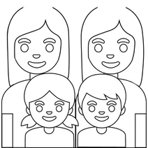 Сім’я дві жінки з дівчинкою і хлопчиком emoji