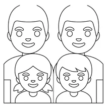 Сім’я двох чоловіків з дівчинкою і хлопчиком emoji