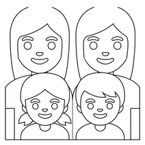 Сім’я двох жінок з дівчинкою і хлопчиком emoji