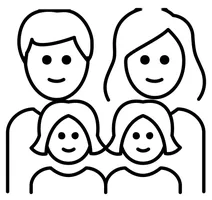 Сім’янин, жінка і дві дівчини emoji