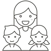 Сімейна жінка з дівчиною і хлопчиком