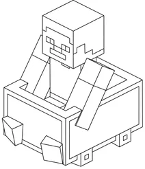 Steve riding a minecart