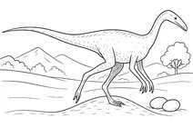 Struthiomimus guarding nest