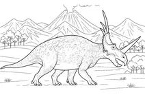 Styracosaurus by the volcano
