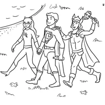 Superhero friends at a party