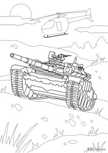 Tank and helicopter
