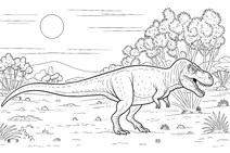 Tarbosaurus in prehistoric forest