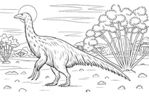 Therizinosaurus in prehistoric landscape