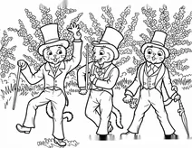 Three cats performing a song and dance act