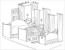 Три ведмеді сплять у своїх ліжках
