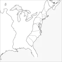 Tринадцять перших колоні, що утворили сша (мапа)