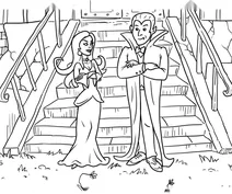 Vampire couple at the haunted mansion