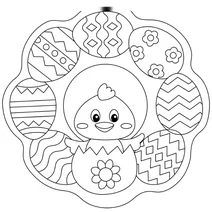 Великодній вінок з курчатком і яєчками