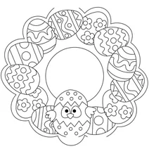 Великодній вінок з яйцями та курчатком