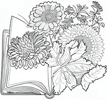 Відкрита книга з букетом квітів