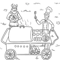 Viking and chef at the barbecue