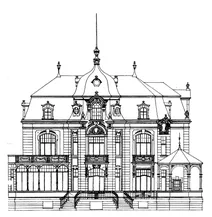 Вілла фінклер, бонн: другий проєкт, фасад з боку рейну, 1901