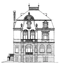 Вілла пфлюгер, бонн: передній фасад, 1899