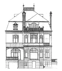 Вілла пфлюгер, бонн: задній фасад, 1899