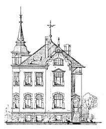 Вілла ван меевен, мехлем: вуличний фасад, 1899