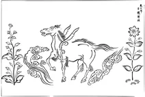 Вінтажний японський ксилографський кінь