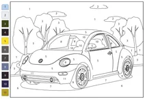 Volkswagen beetle — розфарбування за номерами