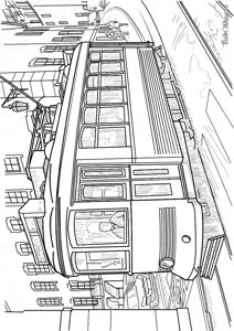 Замальовка трамвай у місті