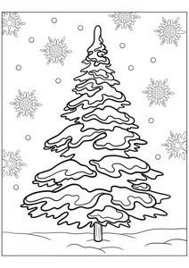 A snowy Christmas tree